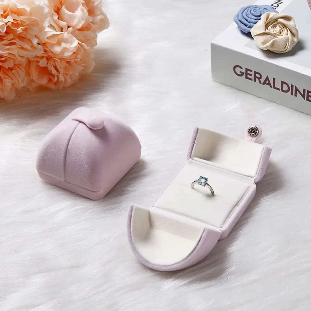 Creativo Piccoli orecchini Anelli Scatola di immagazzinaggio Collana Scatola regalo Custodia per bracciale Portagioie in velluto Portagioie doppio aperto