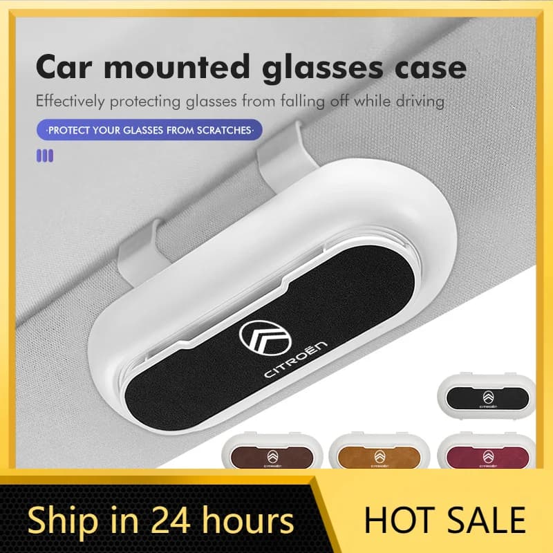 Car Sticker Suede Car Sun Visor Glasses Case Organizer Box Sunshade Holder For Citroen C4 C3 C5 C1 C2 C6 C4L DS3 DS4 Berlingo Pi