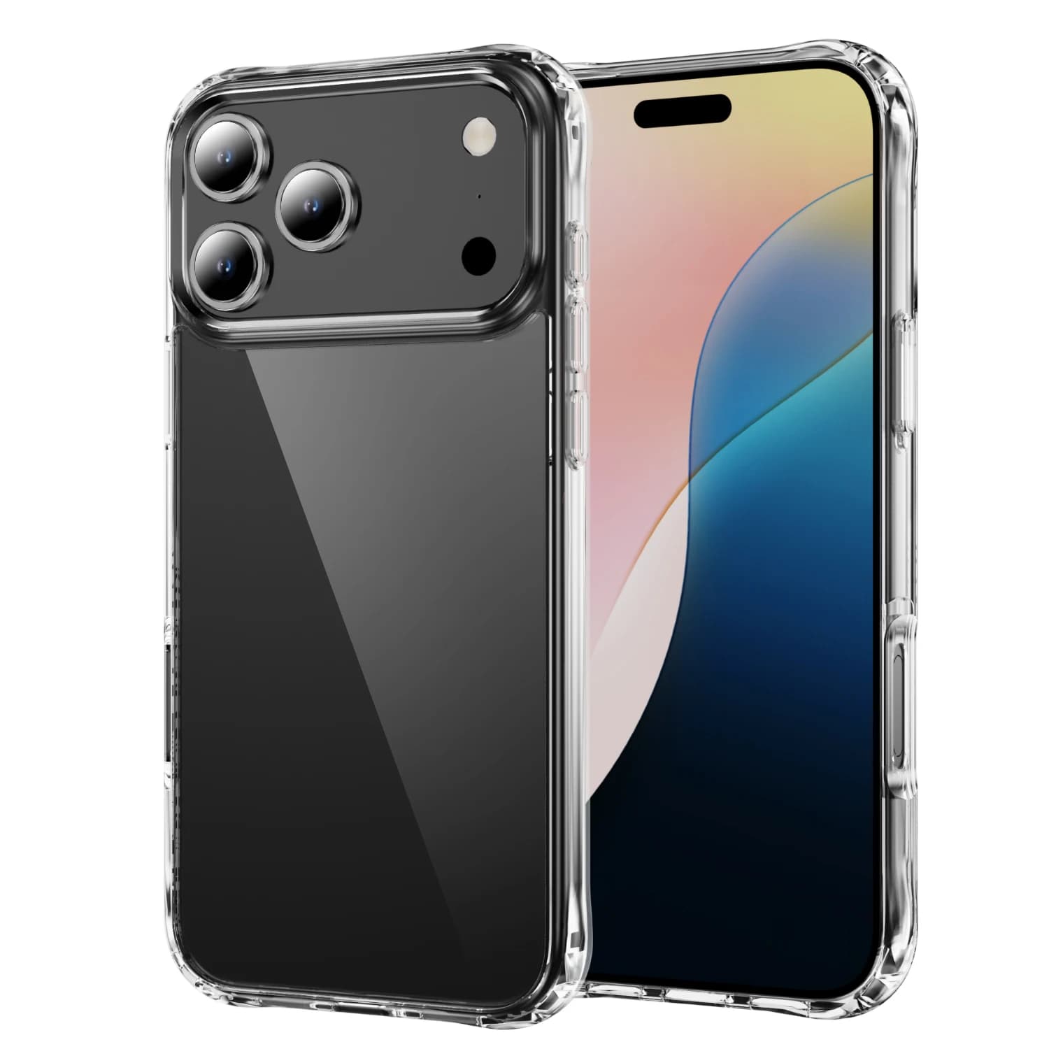 Custodia Trasparente Antiurto per iPhone 17 Air 16 Plus 15 Pro Max 17 Pro, Cover Posteriore in TPU+PC Anti-ingiallimento e Anti-caduta