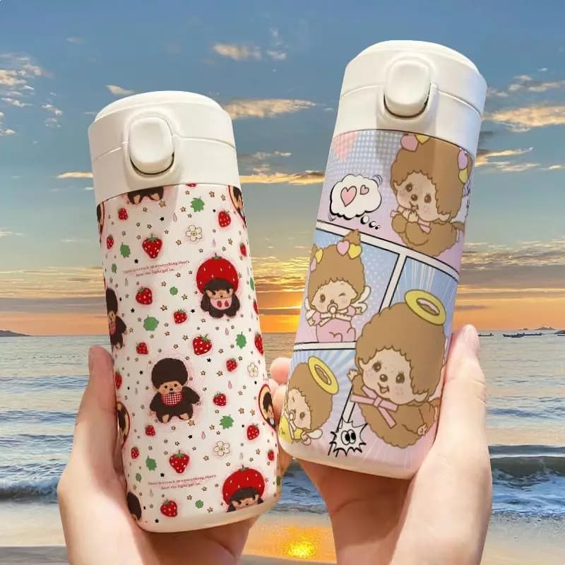 Monchhichi Cute Cartoon Stainless Steel Insulated Cup Large Capacity Compact Lightweight Portable Water Bottle for Student Daily