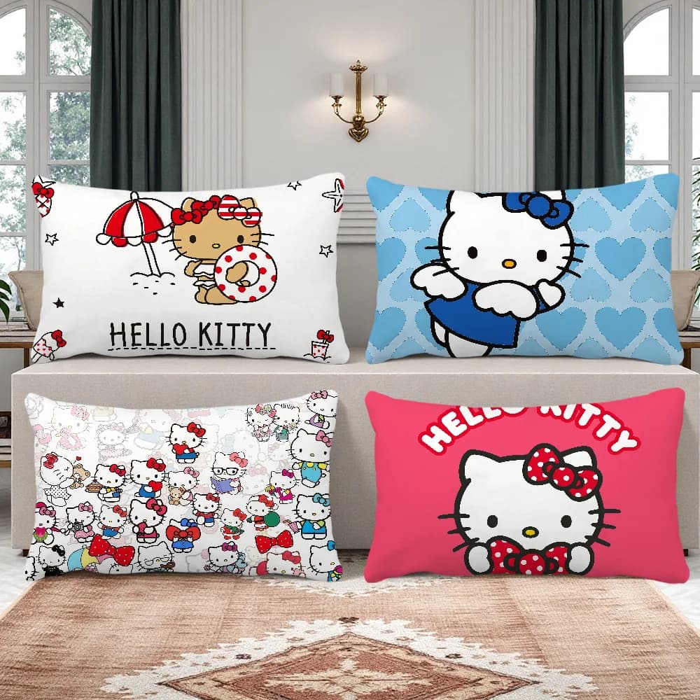 fodera per cuscino carino rettangolo cuscino SRO copertura casa divano cartone animato soggiorno gatto camera arte ufficio caffetteria h-HelloKitty federa