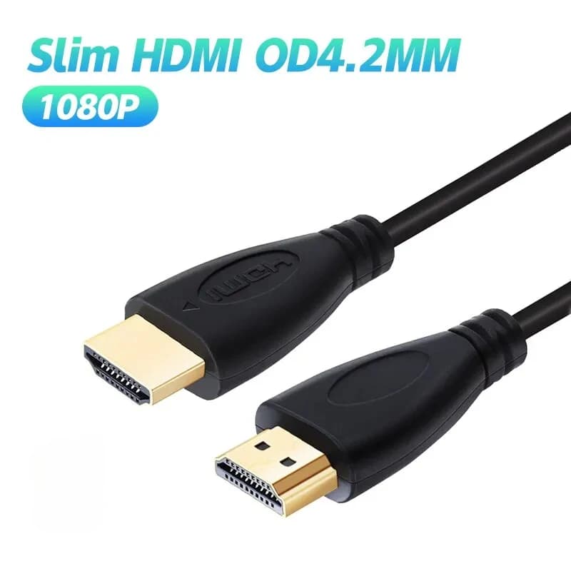 Slim HDMI-compatible Cable OD4.2MM Black PVC Ultra Soft Thin Cord Wire HDTV Supports High Speed 1080p