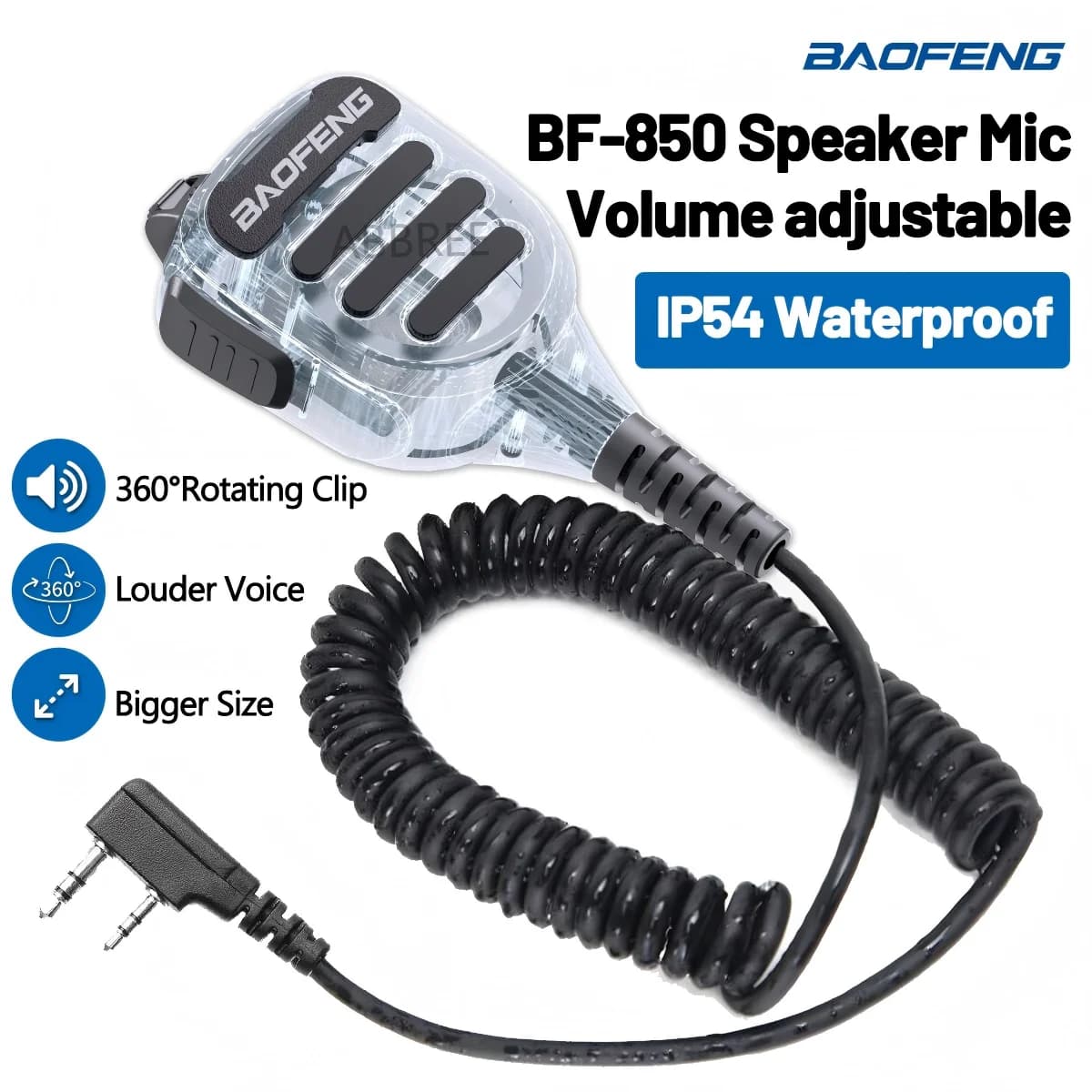 Microfono Altoparlante BAOFENG BF-850 con Volume Regolabile per Walkie Talkie Baofeng UV-5R UV-21 AR-39 per Soccorso e Ospedale
