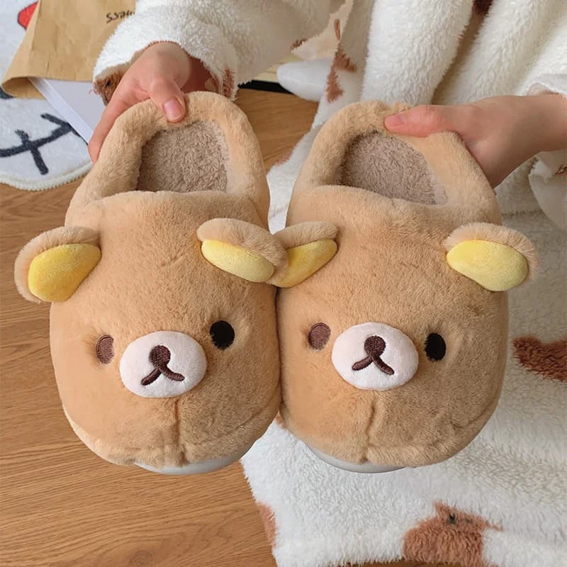 Ciabatte invernali in cotone San-X Rilakkuma per ragazze, comode e calde, ideali per casa e all'aperto, regalo di compleanno per ragazze.