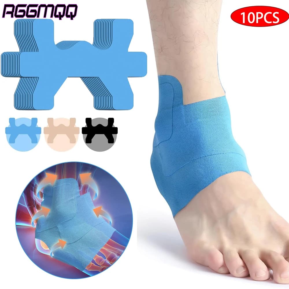 10PCS Precut Kinesiology Tape for Ankle Support – Waterproof,Breathable & Elastic Athletic Tape for Muscle Stability for Sports