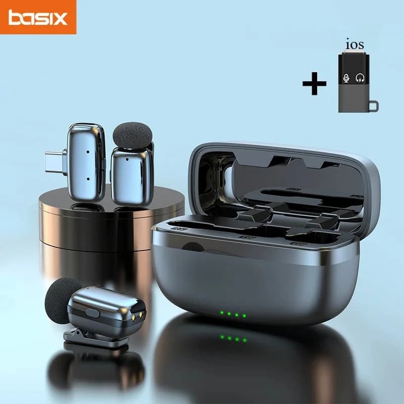 Set Microphone Lavalier Wireless with Charging Case, Mini Microphone for Video Recording, Android Phone, Direct Transmission