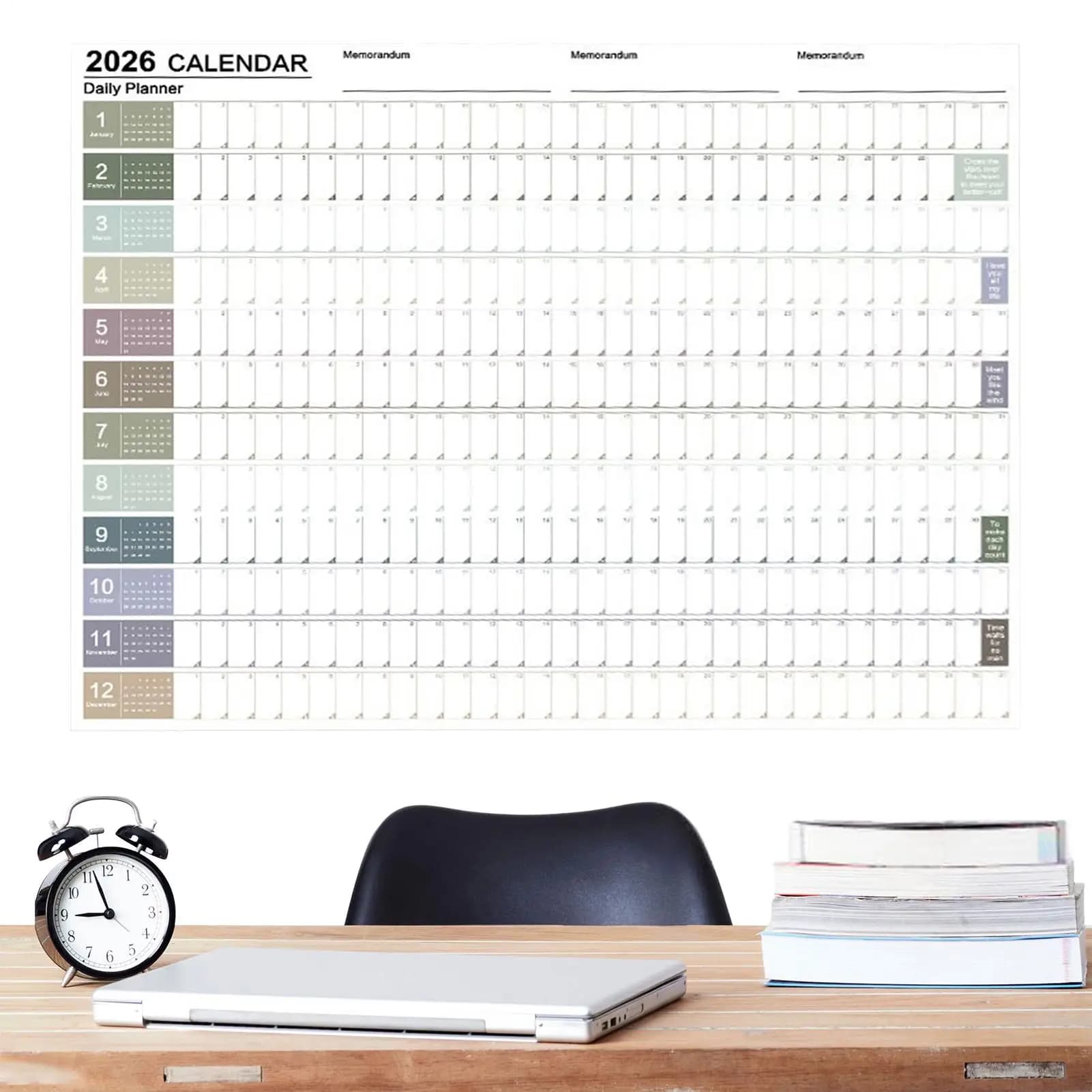 Calendario da parete 2026 Quaderno grande da 29 x 20 pollici con etichette con punta e adesivo Planner per decorazioni da parete per attività scolastiche di studio mentale a casa
