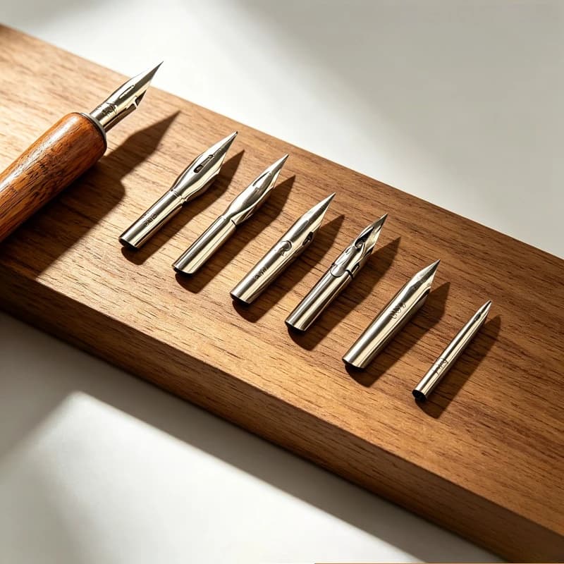 Hand Polished Wooden Pole Dipped in Water Pen Tip Engineering Hook Line Drawing Special Pen G Pens D Tip Writing Fountain Pens