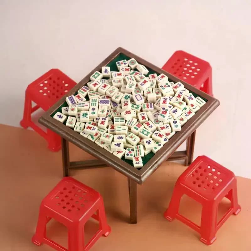 1 set di mobili in miniatura per casa delle bambole in scala 1:12, tavolo e sedia Mahjong, modello di arredamento per la casa, accessori per casa delle bambole