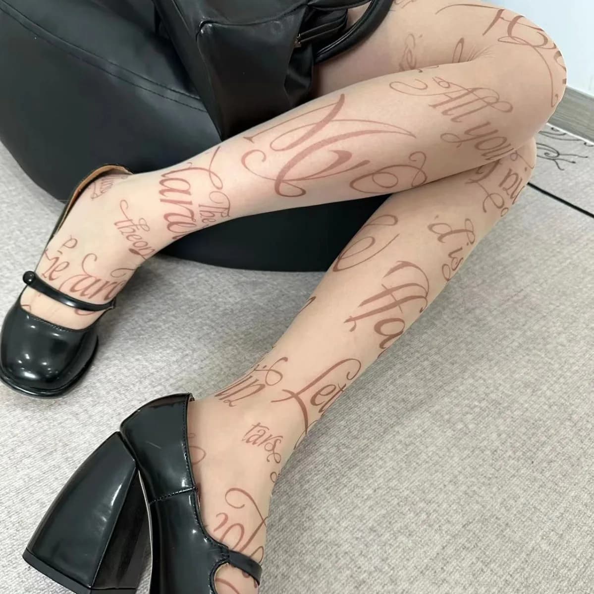Donne sexy calze stampate inglesi collant Lolita punk lettera tatuaggio collant cosplay calze a rete in pizzo collant accessori per feste