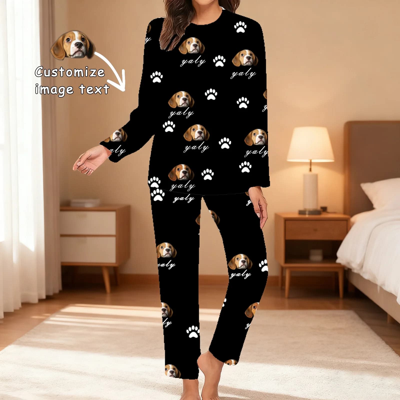 Custom Women Pajamas with Face homewear Custom Women long Sleeve Pajama Set Personalized Pajama with Face Custom Photo Pajamas