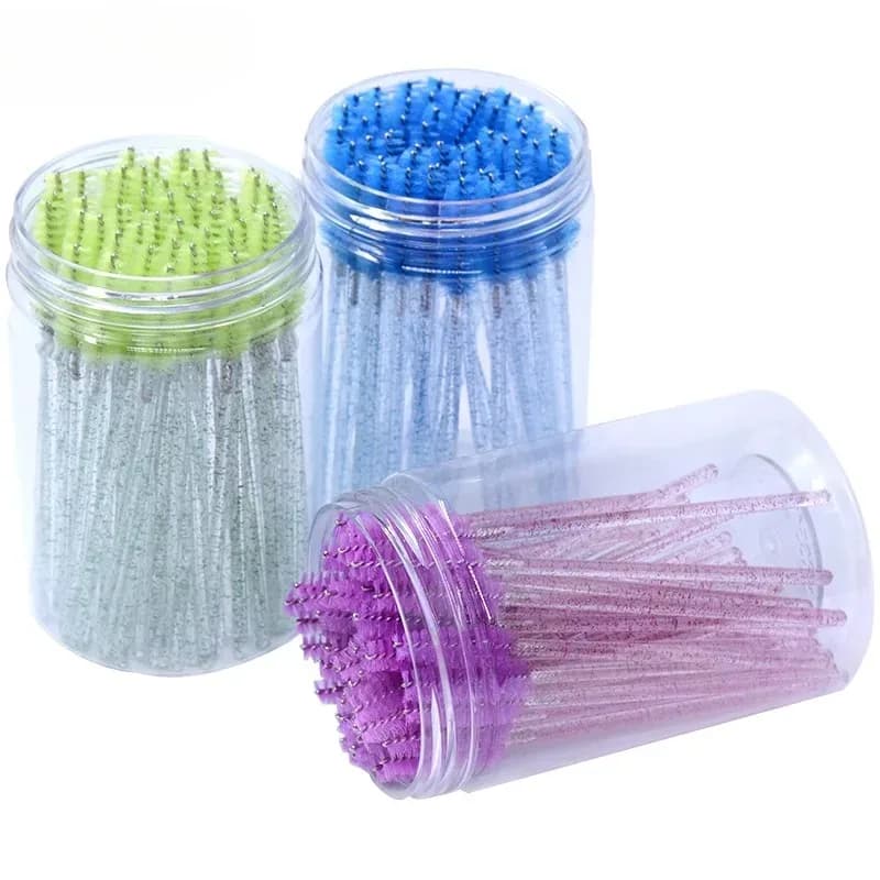 CNKESS 50 bags/disposable cans extension eyelashes mascara wand micro brushes for eyelashes spools with container case wholesale