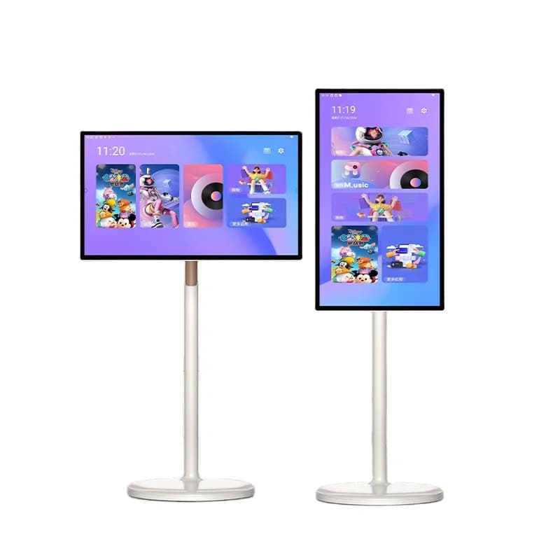 Monitor touchscreen mobile da 32 pollici con Android, TV smart portatile wireless per casa, display digitale da pavimento per segnaletica e presentazioni