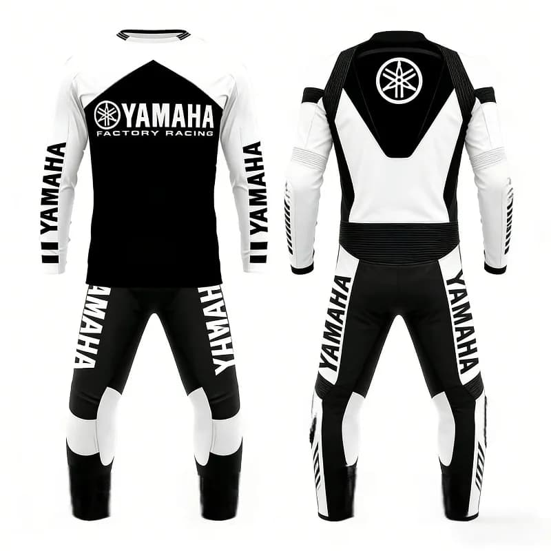 Yamaha Summer Set Printed in White and Black, Long Sleeves and Pants, Casual and Fashion Set for Men and Women, Solar Protection for Cycling and Motorcycling