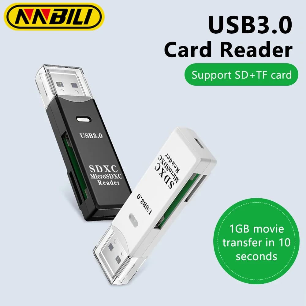 NNBILI 1-2pcs Card Reader USB3.0/2.0 To SD TF Memory Adapter High Speed TF Memory 2 IN 1 Card Reader For PC Laptop Accessories