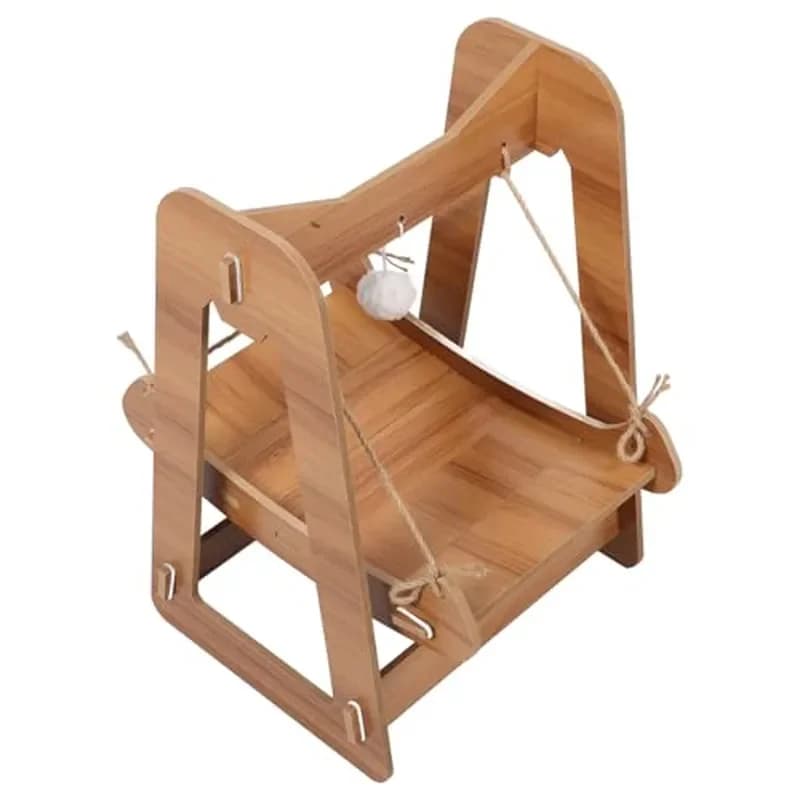 Wooden Cat Swing Bed Indoor Ground Hammock Comfortable Pet Nest Four-Season Use Stable Cat Rocking Bed