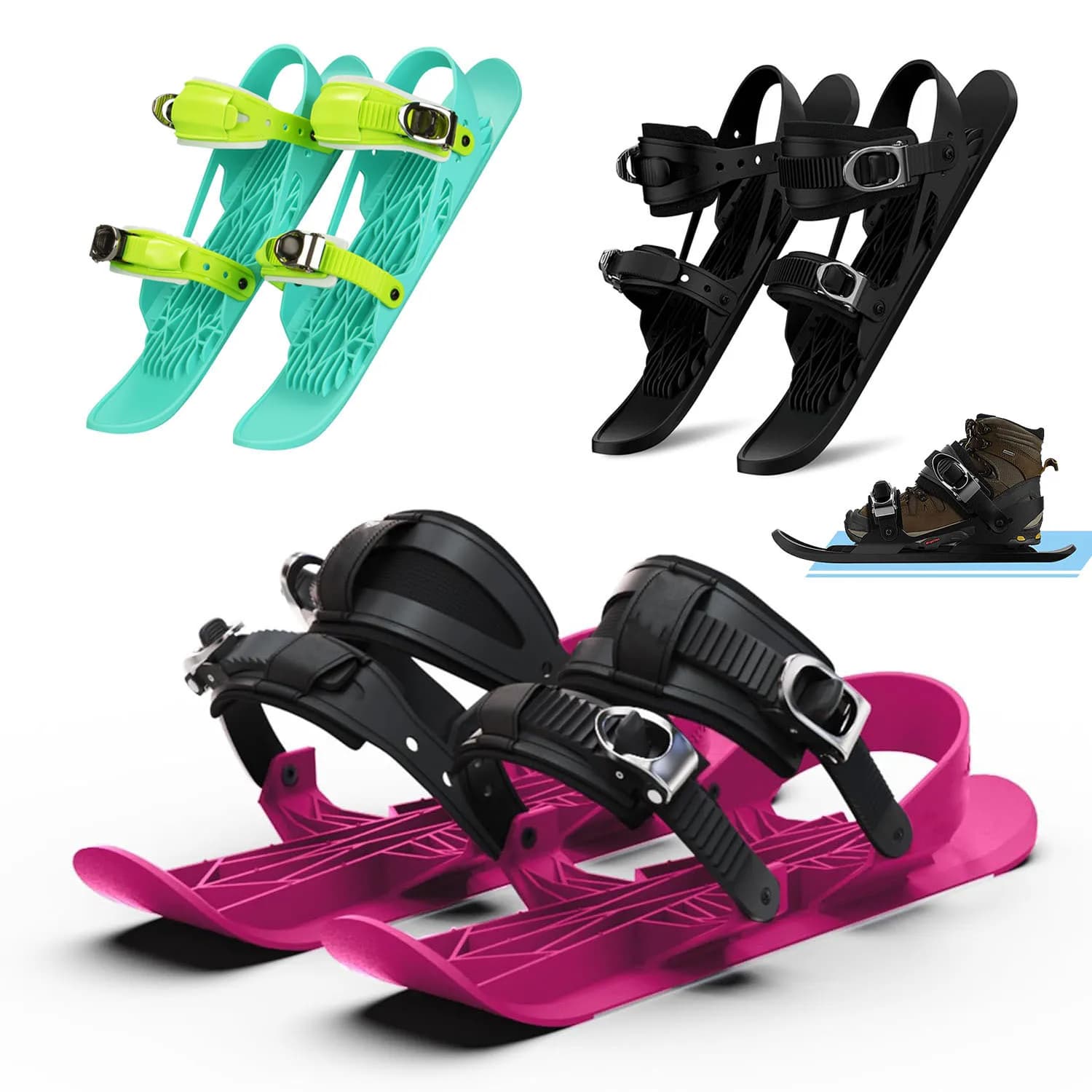 Mini sci palette da neve per scarpe invernali pattini da neve corti skiboard scarpe da sci portatili e leggere sport all'aria aperta con occhiali e guanti