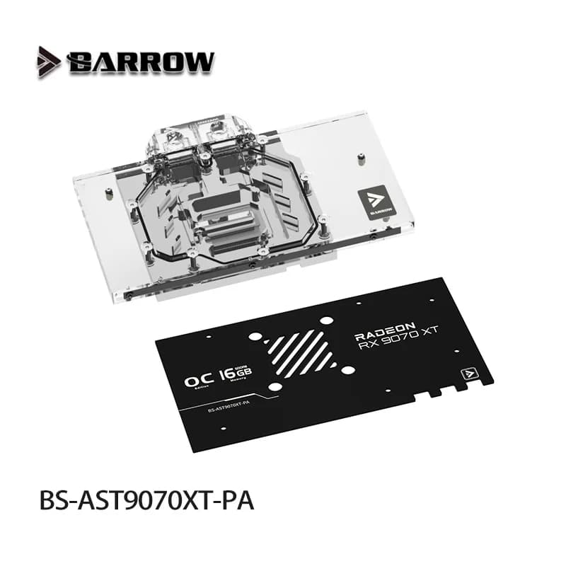 Barrow GPU Water Block per Scheda Video ASUS Prime / TUF GAMING RX 9070 XT OC Edition, Dissipatore in Rame con Radiatore ARGB BS-AST9070XT-PA
