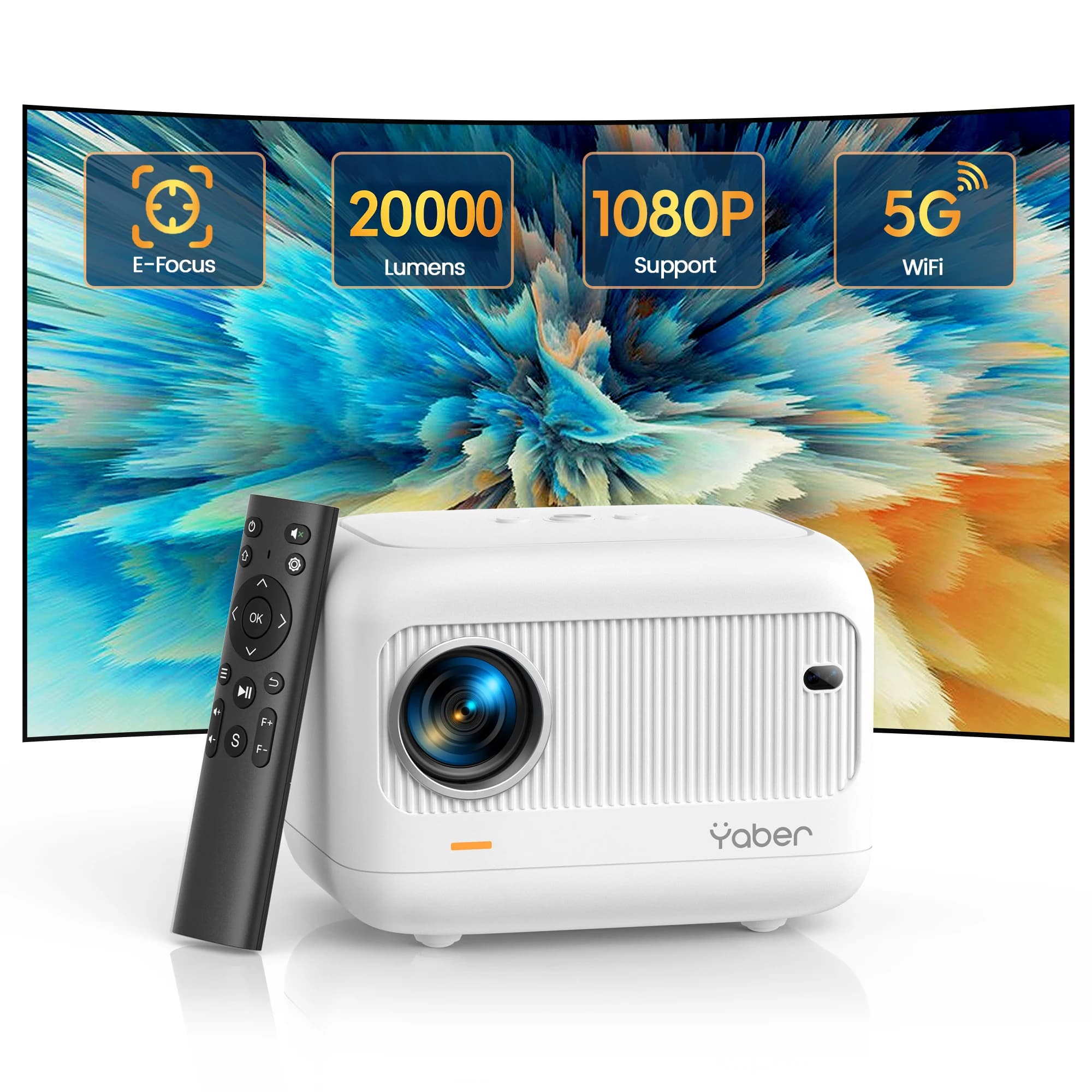 YABER L1 1080P Proiettore mini proiettore portatile con WiFi Bluetooth Android9.0 400ANSI Proiettore domestico da 20000 lumen