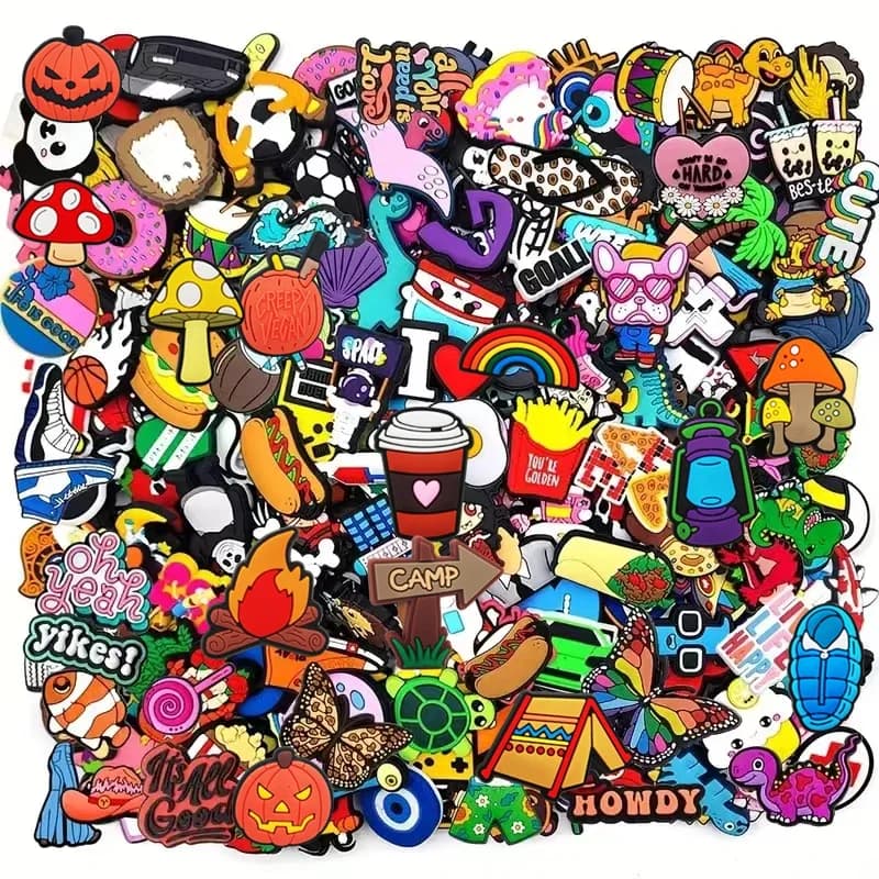 8/30/60/100/200/400 pezzi serie casuale ciondoli per scarpe set per zoccoli borsa Bogg sandali con diapositive a bolle, decorazioni per scarpe in PVC borsa da spiaggia