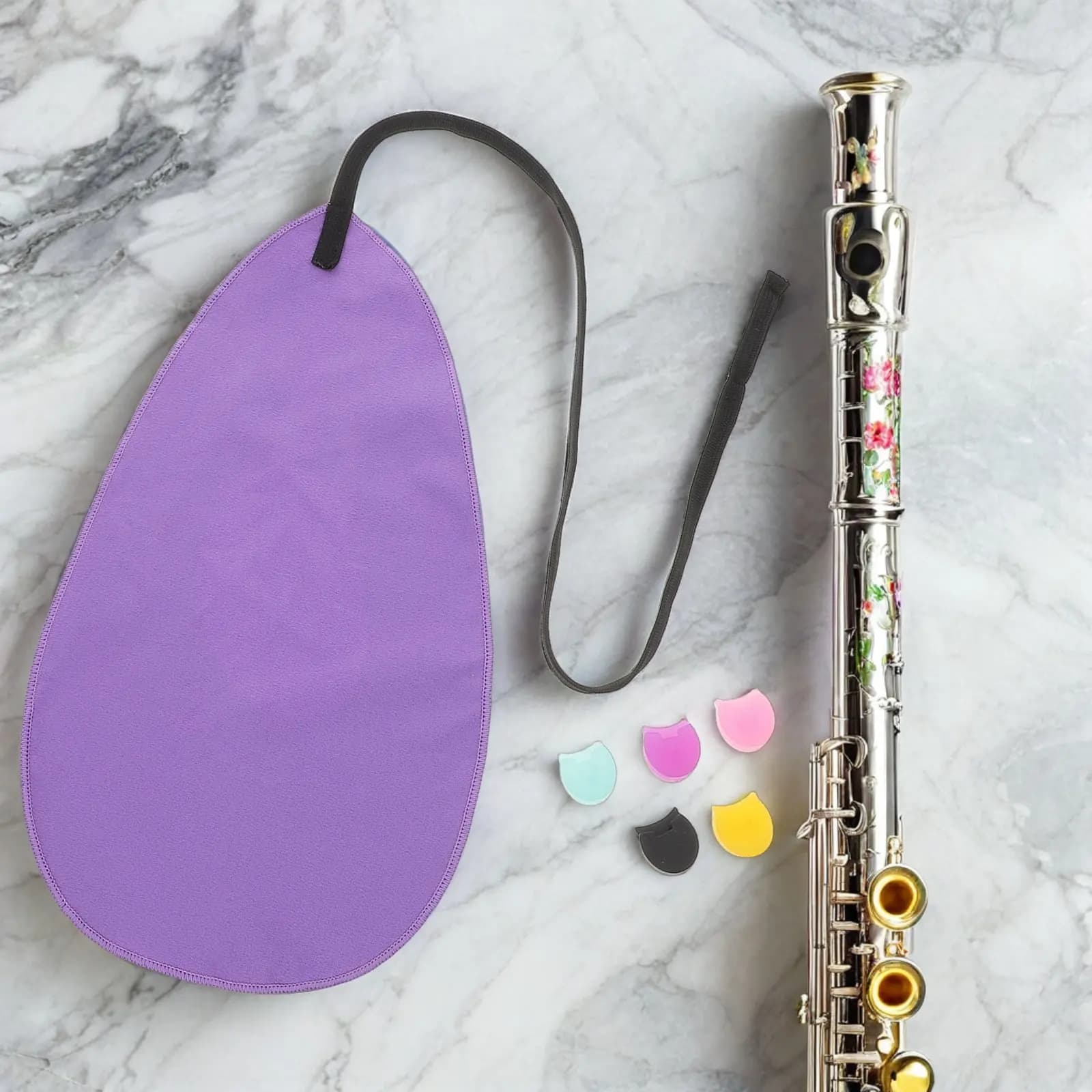 Set di 5 Pezzi per Manutenzione Clarinetto: Cuscinetto in Silicone per Pollice, Panno per Pulizia, Cuscinetti Ergonomici Morbidi per Strumenti a Fiato