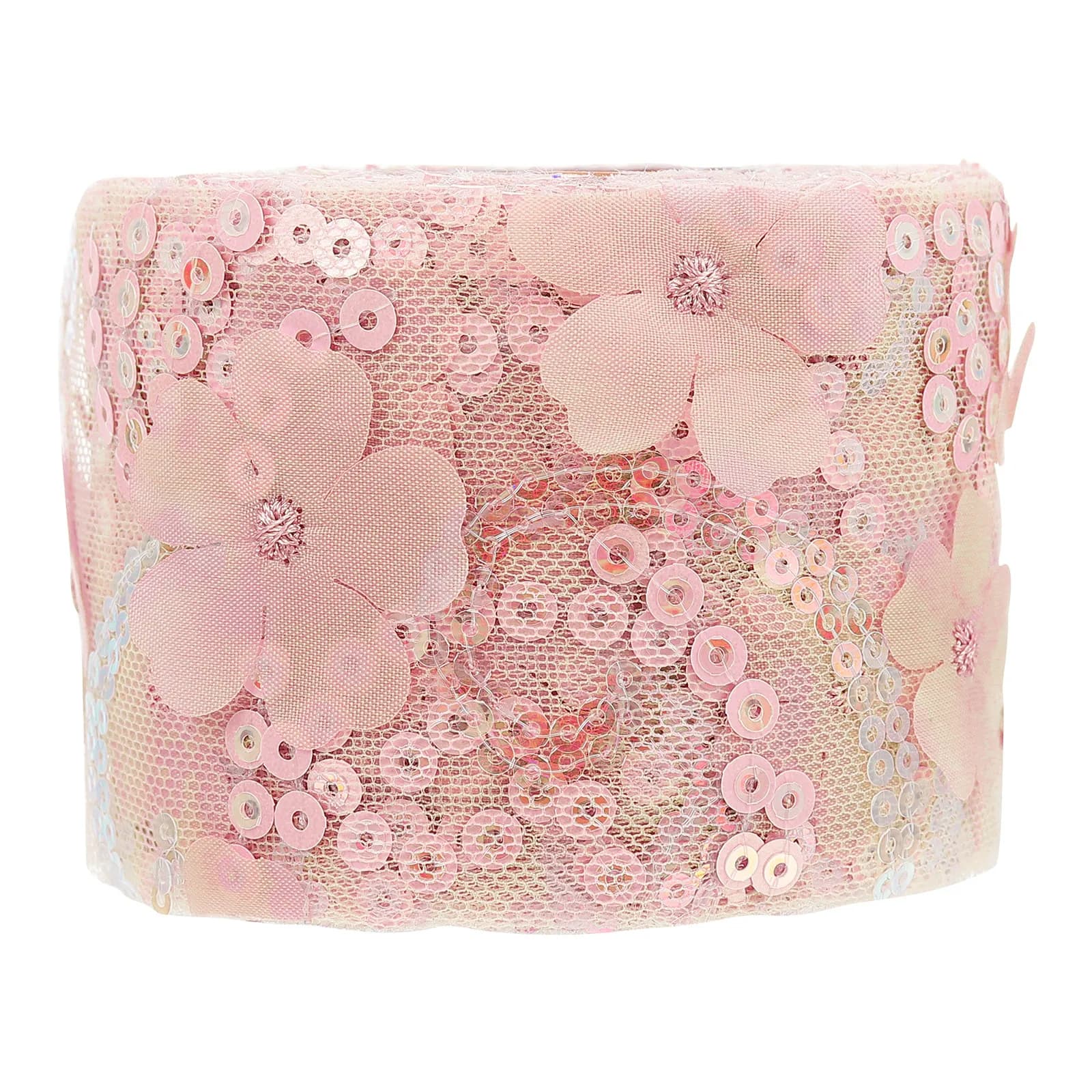 1 Rotolo di Nastro Floreale Ricamato con Paillettes e Fiocchi per Creazione di Fermagli per Capelli Fai-da-Te, Materiale Decorativo per Lavori Artigianali