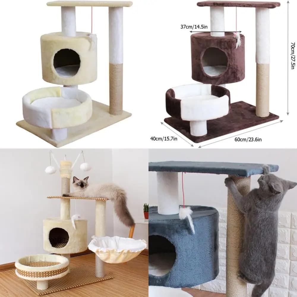 Elegante condo per gatti multilivello con amaca, robusta torre per gatti da interni per giocare e riposo