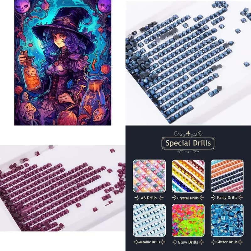 VANCY ARTS Wholesale 5D Diamond Painting Set Enchanting Dark Magic Witch Resin Square Diamond Painting Kits