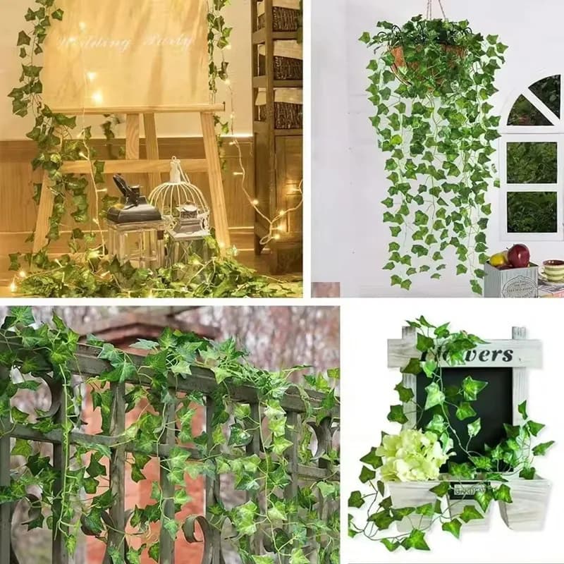 Decorazione con Foglie di Vite Artificiali, Piante Rampicanti Finte per Esterni, Ghirlanda di Foglie di Edera Verde Finta per Matrimoni e Giardini
