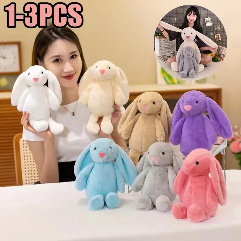 35 cm farcito lungo orecchio coniglio morbido peluche simpatico coniglietto cartone animato animale bambola addormentata bambini bambino bambola rilassante compleanno regalo di Pasqua