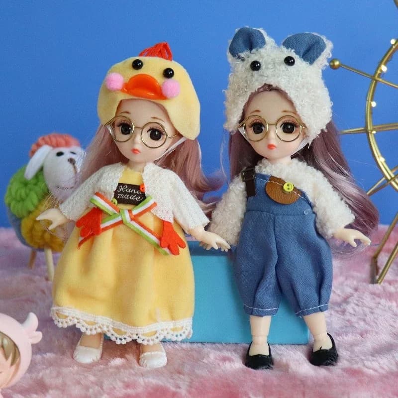 16cm DIY Dress Up Doll Toys 1/12 BJD Doll Movable 13 Joints Cute Sweet Face for Kids Gift with Clothes Shoes Girl Princess Doll