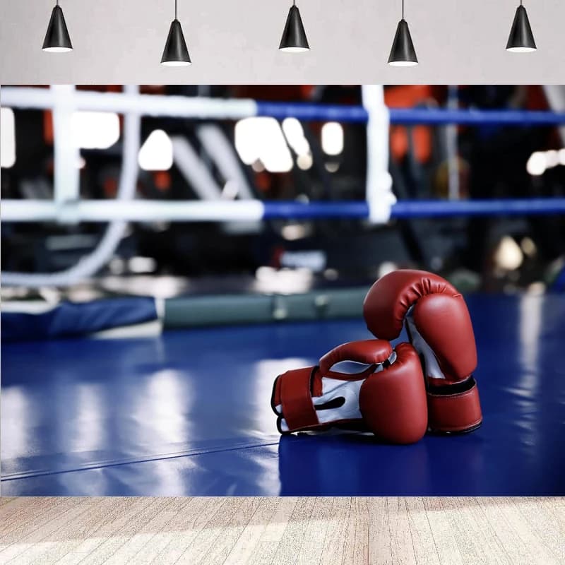 Red Boxing Gloves Base Photo Boxing Club Boxing Ring Sports Gym Movement Background Walls Boxing Sports Party Decorations