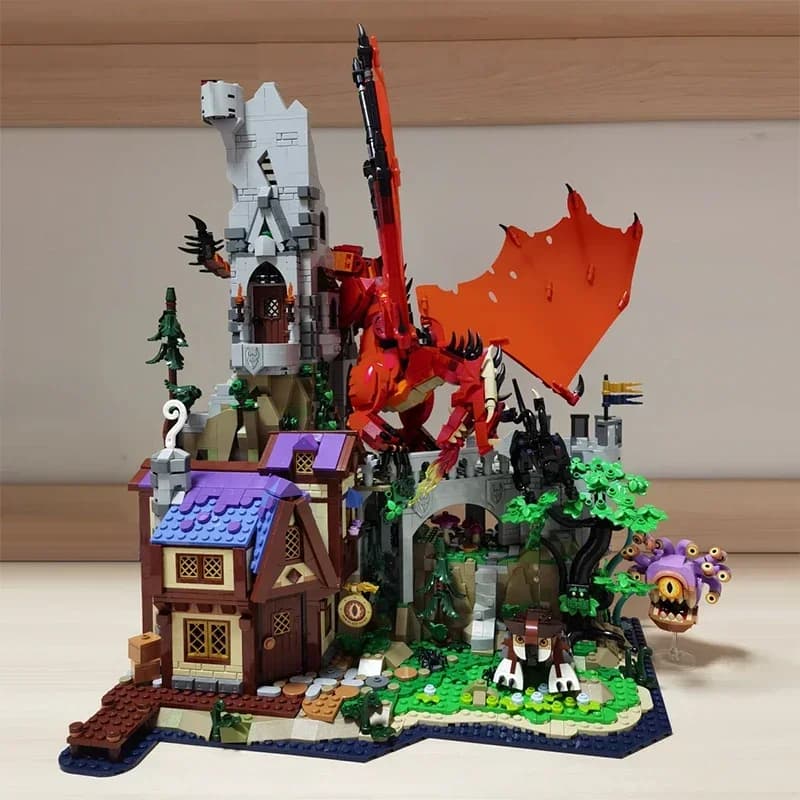 Set di Costruzioni Creativo da 3745 Pezzi, Tema Dungeons and Dragons, La Storia del Drago Rosso, Regalo per Bambini e Adulti