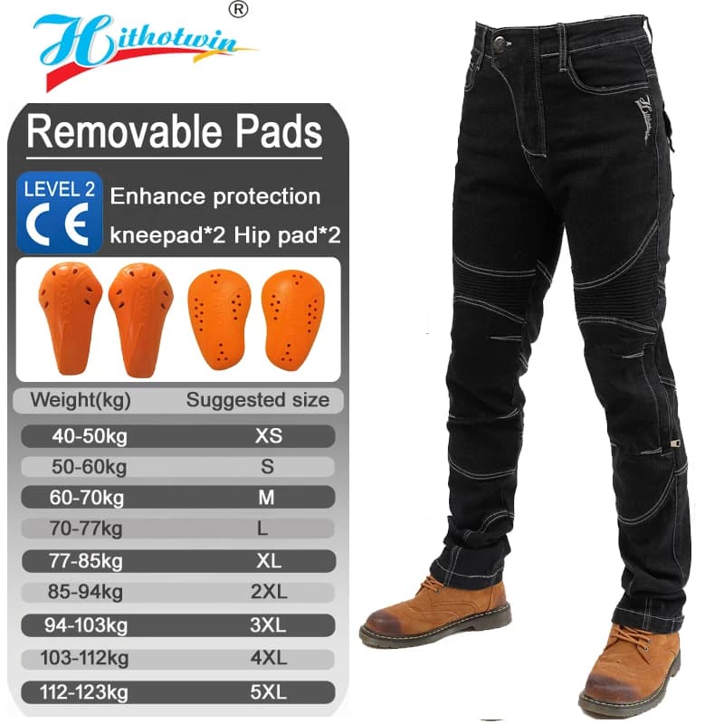 Men's Biker Jeans Protective in Kevlar Four seasons tourism pants for all seasons resistant to abrasion