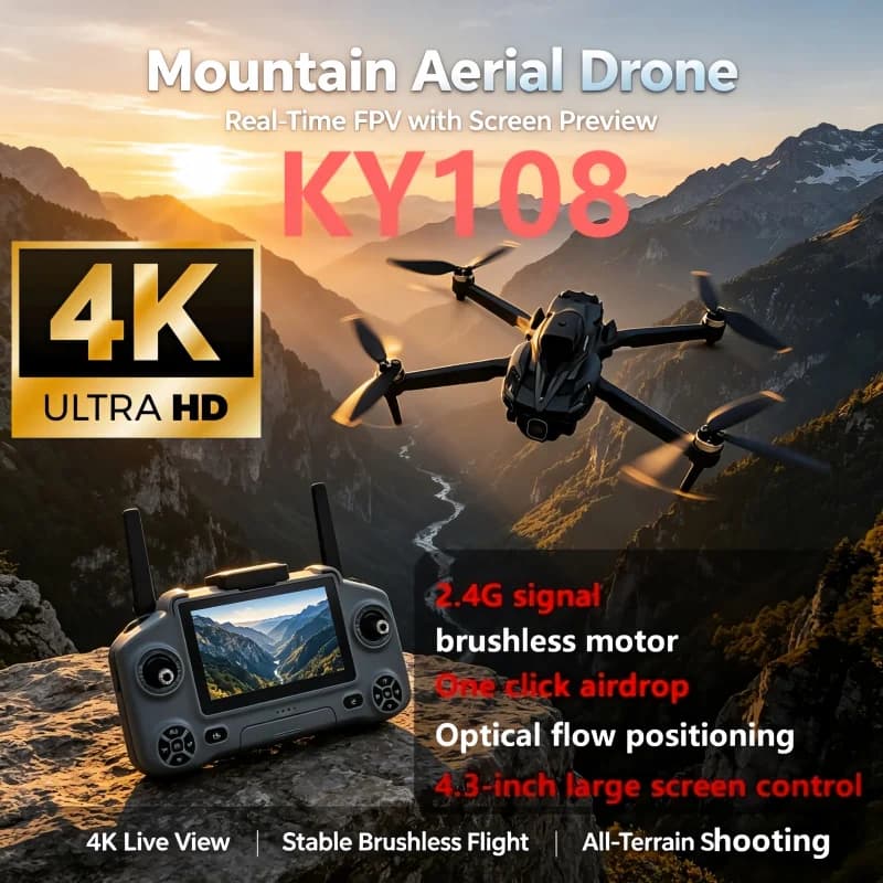 2026 New KY108 Drone With 4K Camera 4.3-inch large screen control Profesional Drone 360° obstacle avoidance Foldable RC Quadcopt