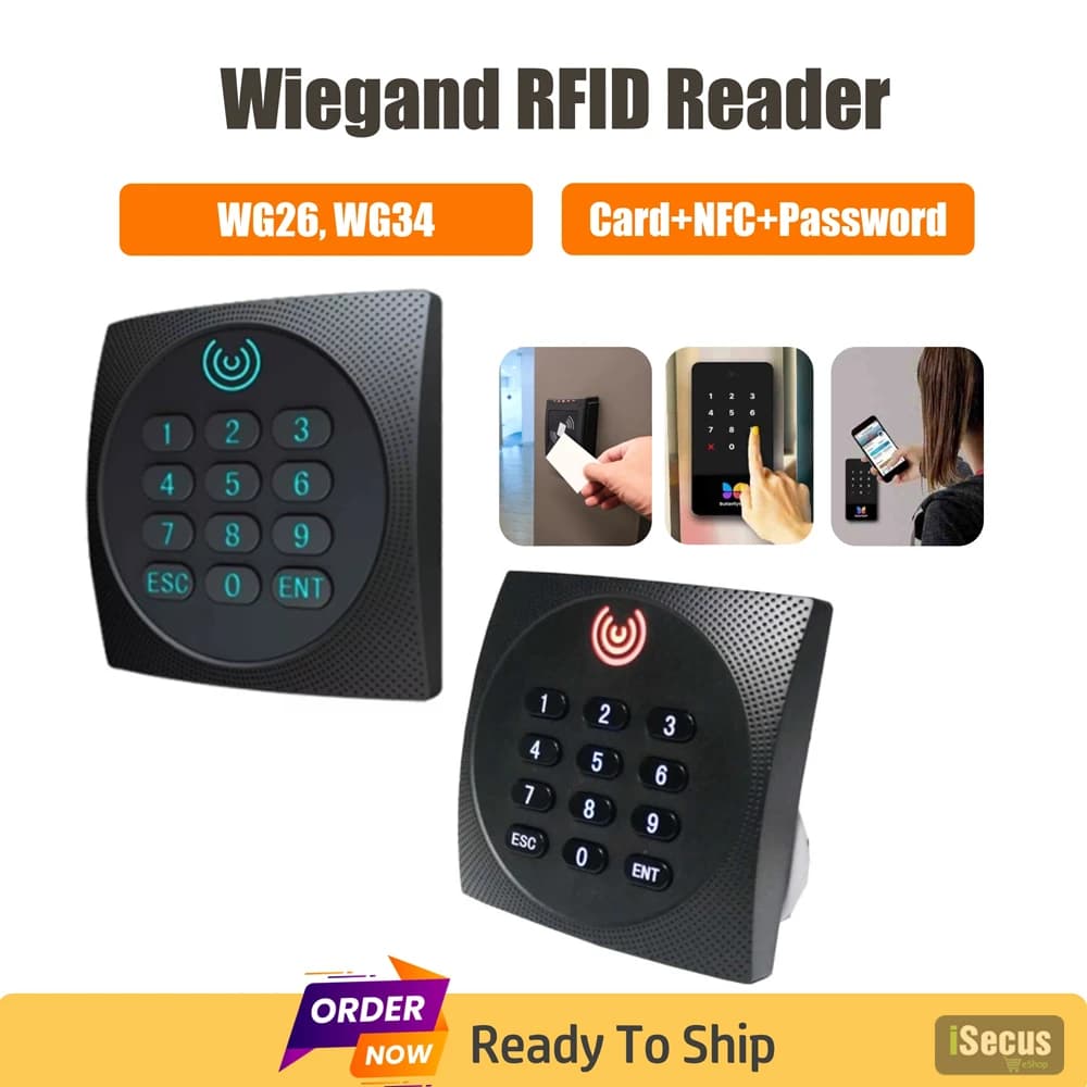 KR602M Wiegand Lettore RFID 34/26 bit Lettore Mi fare 13,56 Mhz per controllo accessi Supporta scheda Password NFC con tastiera LED