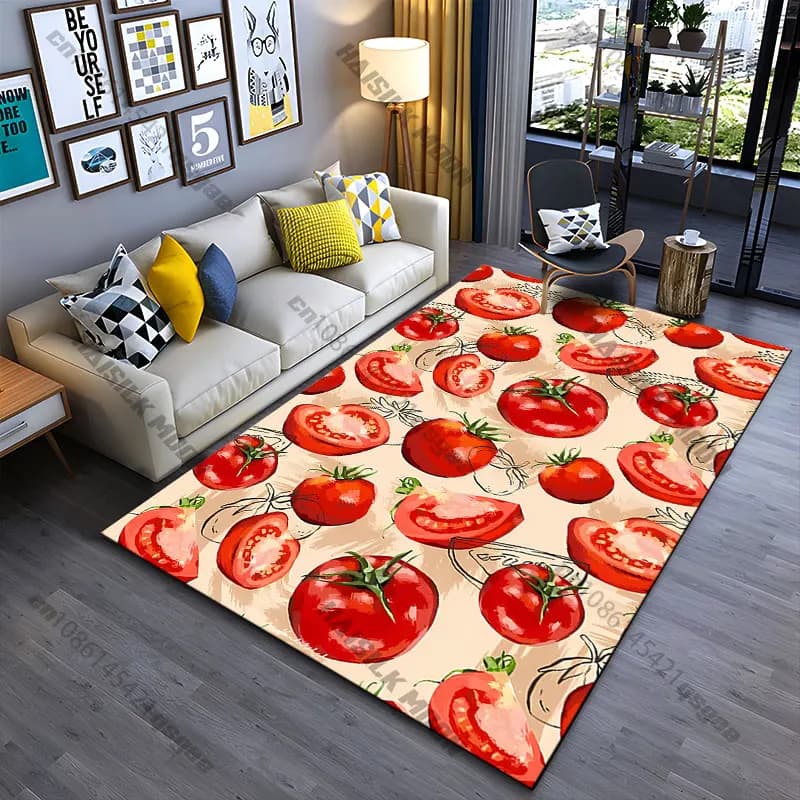 Fresh vibrant tomatoes pattern carpet Yoga living room room decor children's crawling mat doormat area rug games mat