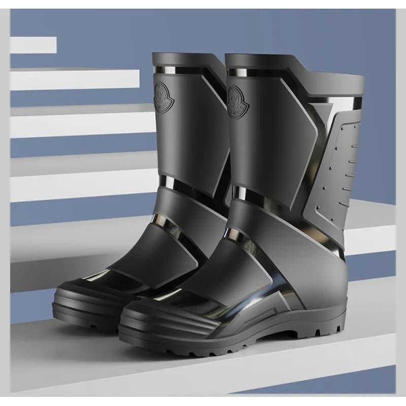 Stivali da Pioggia Casual da Uomo, Impermeabili, Antiscivolo, Design Confortevole per la Punta, Polsino Elastico, Scarpe da Pioggia per Uso Quotidiano