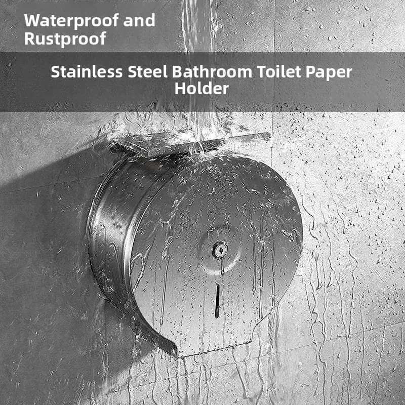 Stainless Steel Wall Mounted Tissue Box Large Capacity Bathroom Toilet Paper Holder No Drilling Required Simple Design