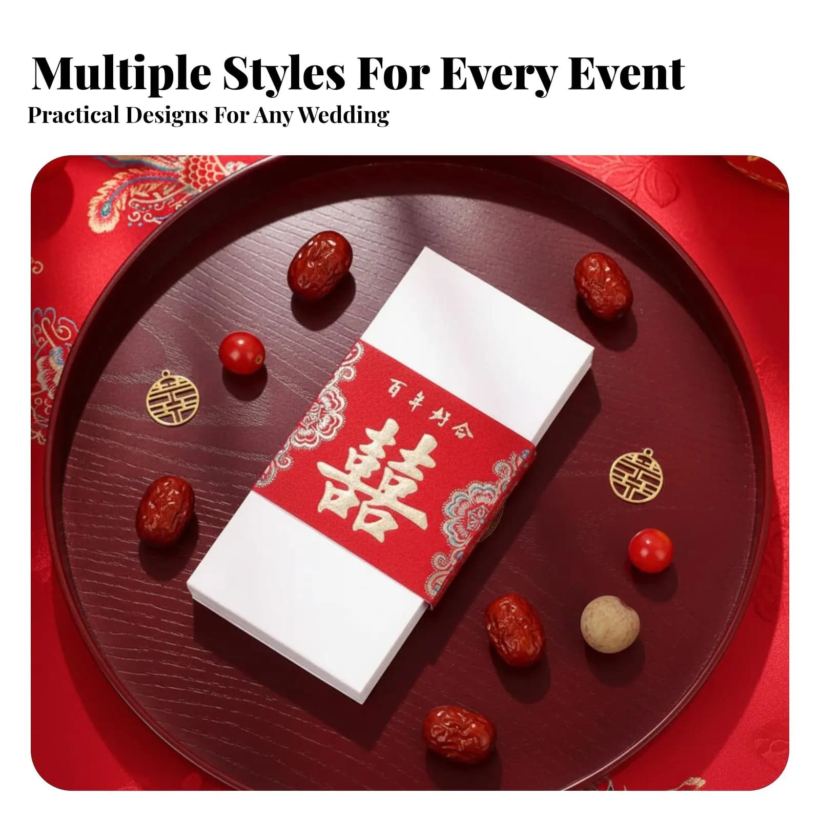 Creative Wedding Money Bundle Set, Simulated Red Envelope, Gold Stamping, Chinese Joyful Stamp Strip