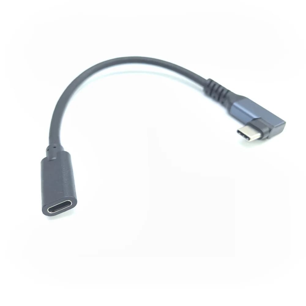 Cavo di prolunga dati USB 2.0 tipo C a gomito da 90 gradi Cavo di alimentazione audio Nero da maschio a femmina 20 cm