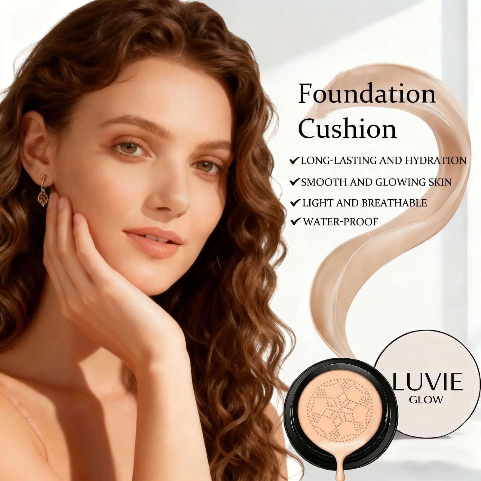Luvie Glow Fondotinta Cuscino Testa a fungo Cuscino d'aria CC Cream BB Cream Fondotinta per trucco viso Correttore idratante Illumina