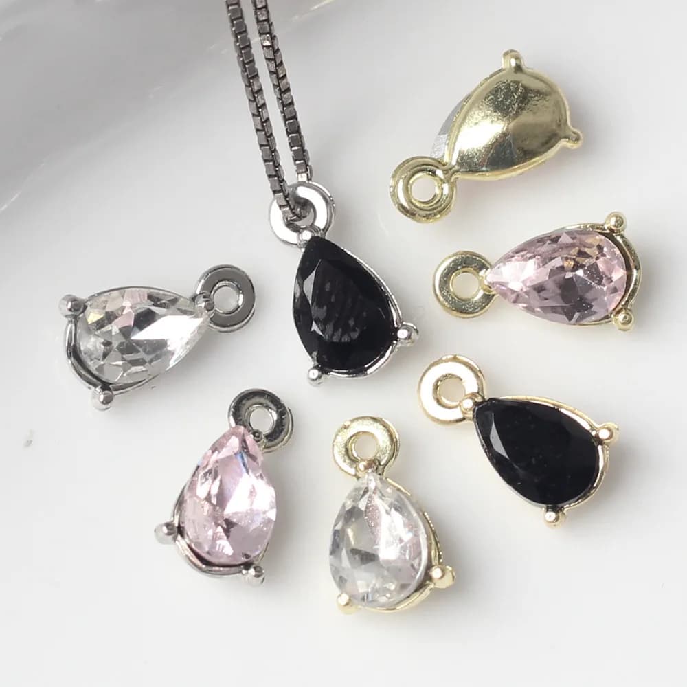 10 pcs/lot 5*9MM In Zinc Alloy Rhinestones Inlaid Water Drops Pendants And Pendant Pendants for Jewelry Marking Bracelet Necklace