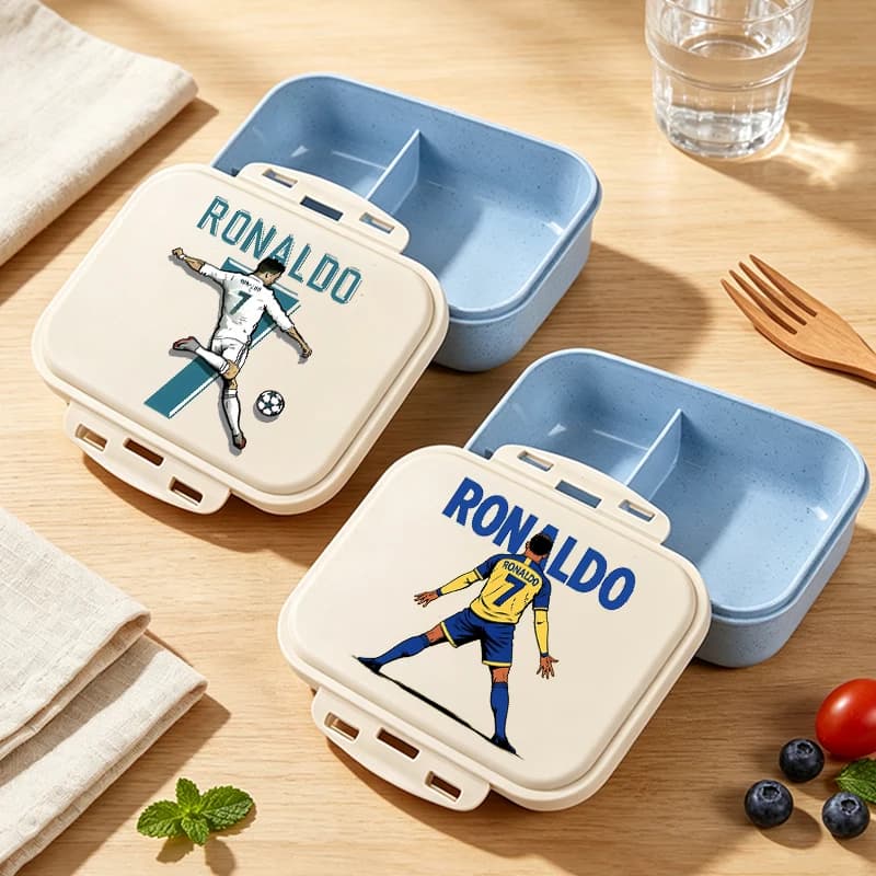 Cristiano Ronaldo CR7 High Capacity Bento Box for Students Anime Printed Lunch Bags Picnic Portable Food Storage Container Gifts