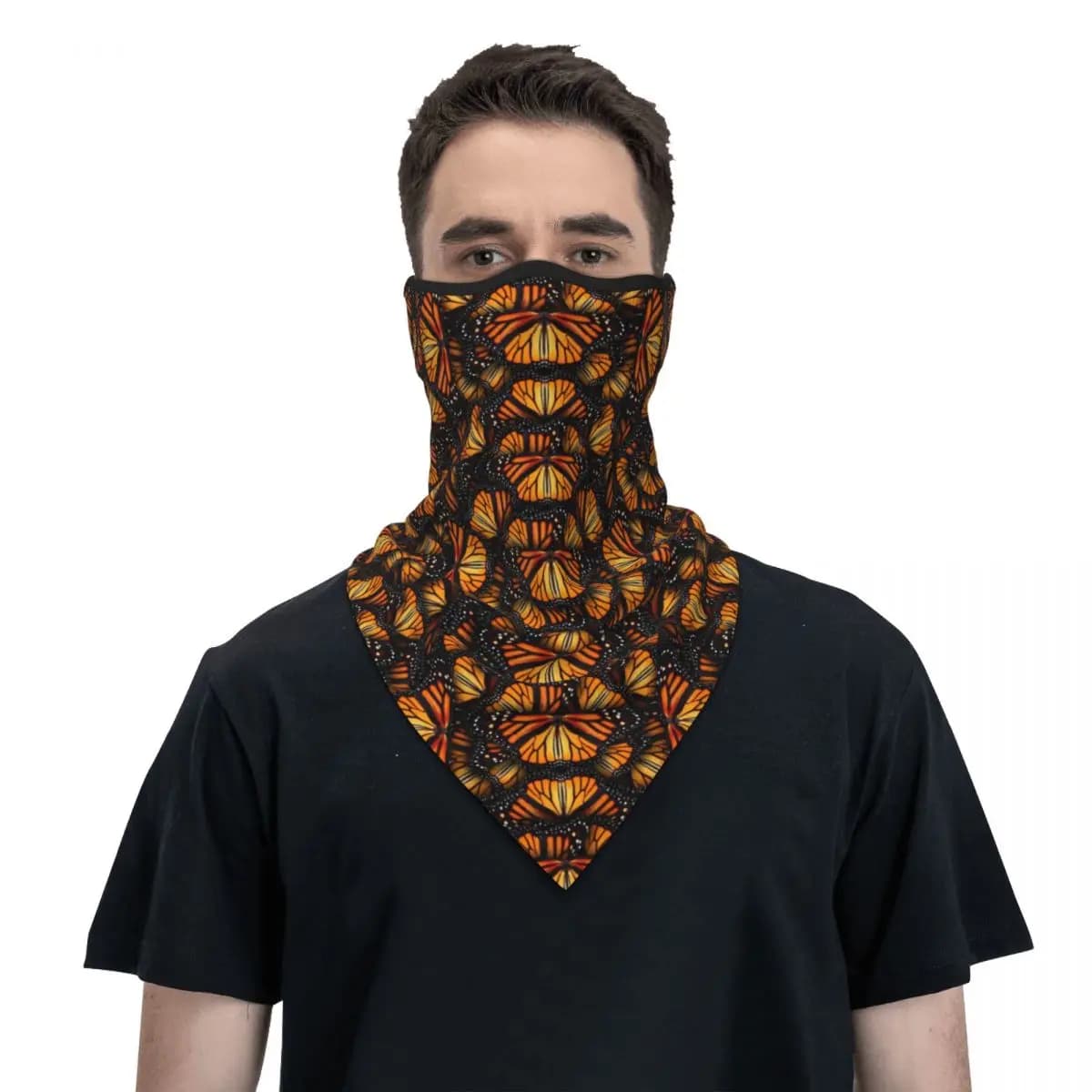 Heaps Of Orange Monarch Butterflies Ghetta per il collo Donna Uomo Sciarpa Bandana invernale antivento per sci
