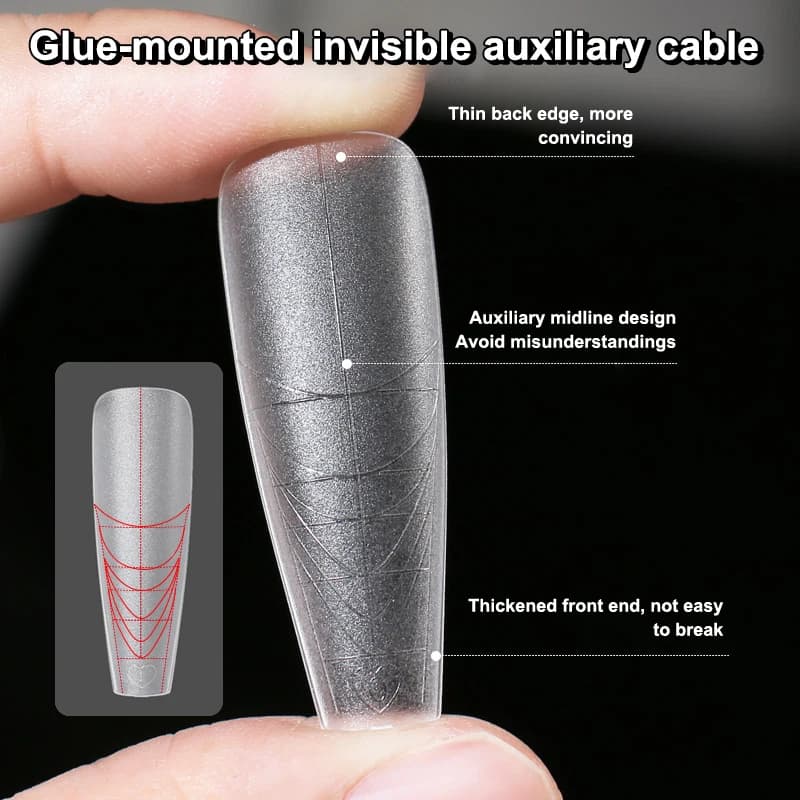 Unghie finte Linee ausiliarie trapezoidali lunghe 50 Pz/scatola Acrilico Dito finto Gel UV Smalto Estensione rapida Unghie finte Punta Manicure