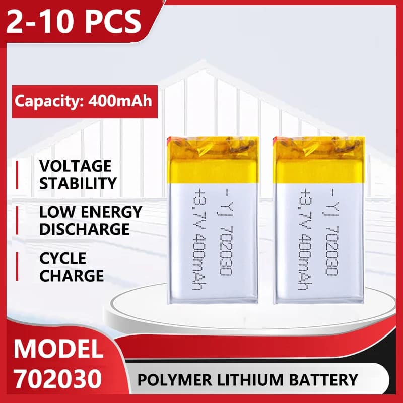 Batteria ricaricabile LiPo ai polimeri di litio da 3,7 V 400 mAh 702030 Per auricolare Bluetooth, strumento di bellezza, selfie stick, spray, ecc.