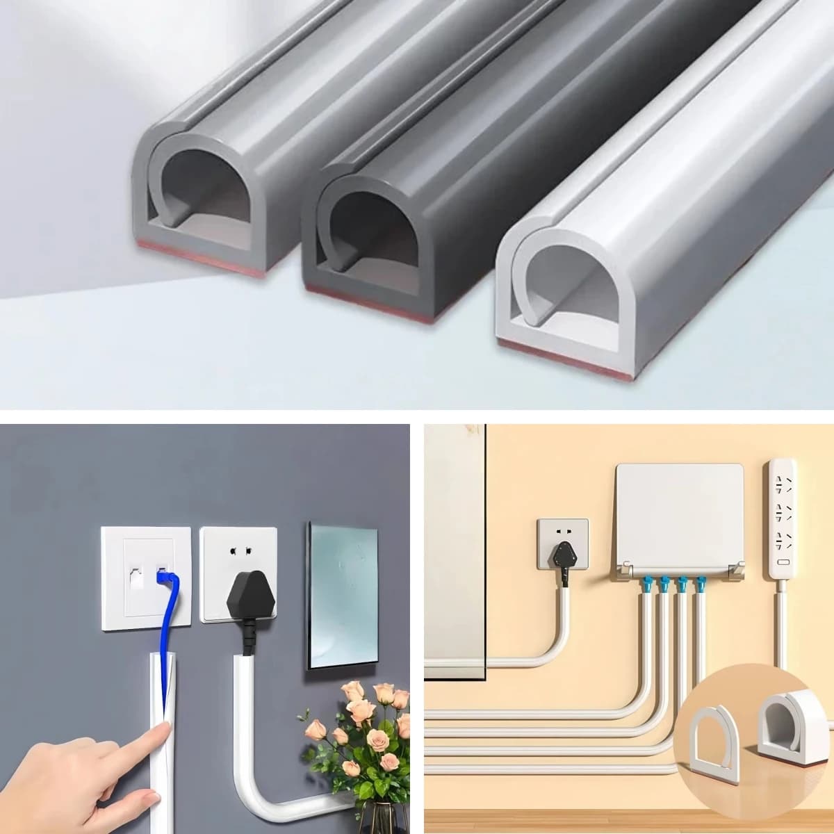 1 pezzo di canalina in PVC da 2m x 1cm per gestione cavi, nascondi cavi, organizer cavi, vassoio passacavi