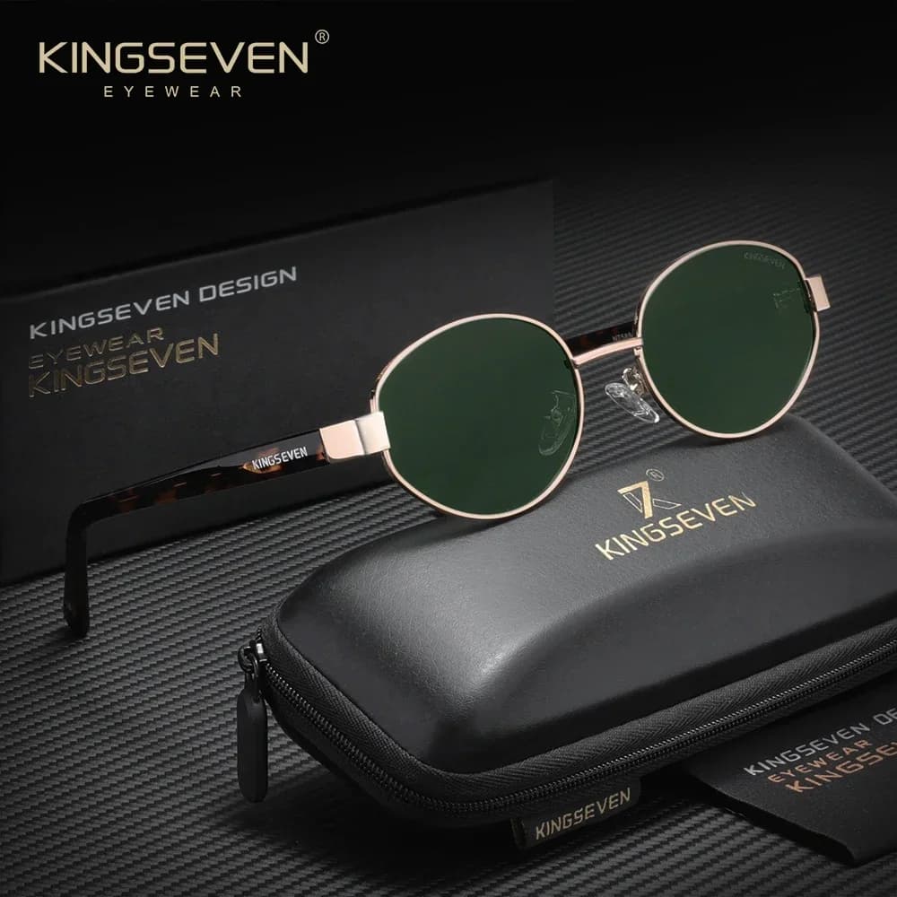 KINGSEVEN Fashion Vintage Design Sunglasses Polarized UV400 Small Oval Frame Eyewear Unisex Driving Travel Shades Eyewear