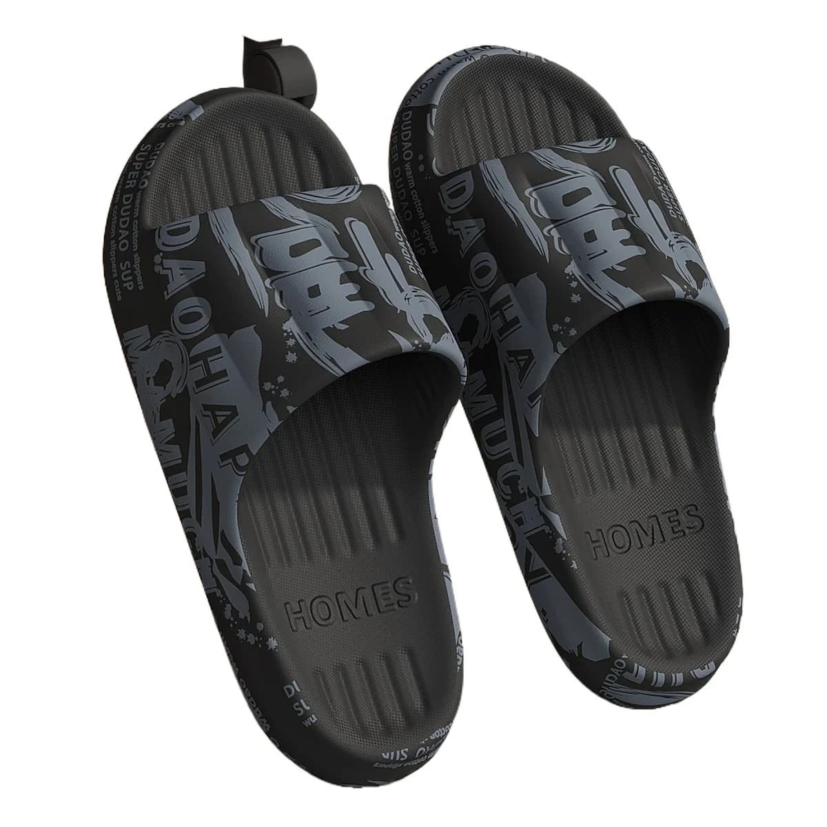 2025 Summer new Graffiti Bear Print Men Slippers Home Flip Flops Thick Couple Women Beach Shoes Sandals